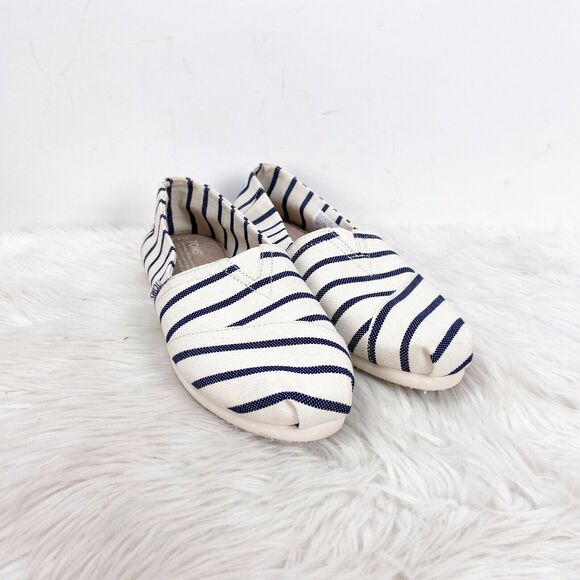 Toms Shoes - Spring Navy and White Striped Flats These could be considered Black and White!